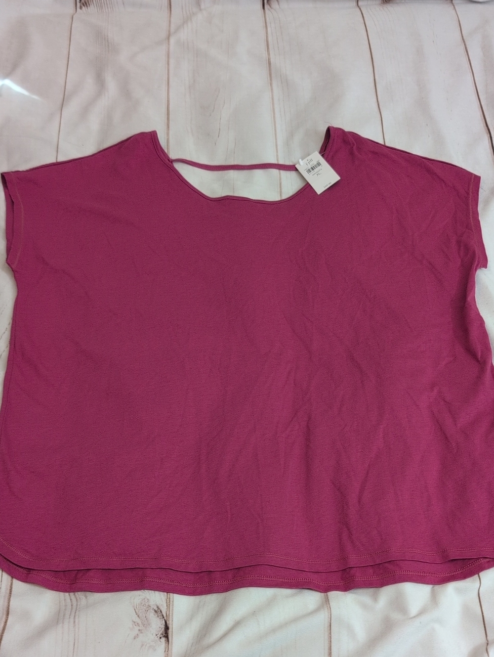 J.Jill Womens XL Magenta Pink Scoop Neck Elliptical Hem Relaxed Tee NWT $49